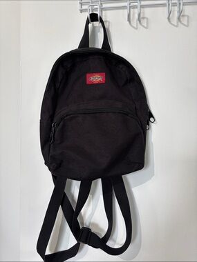 Dickies Black Mini Backpack with Red Logo Patch